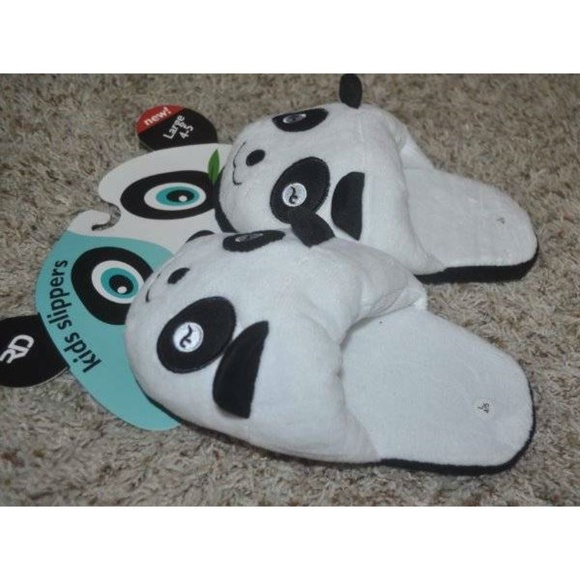 Slippers Slide Plush White Panda Scuff Cushioned Non Slip Cushioned Adult Kids - Picture 2 of 4